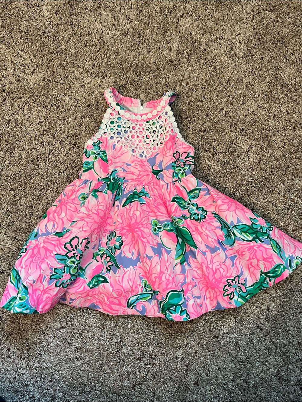Lilly Pulitzer toddler girls Dress Neon Pink Floral blossom print with pockets